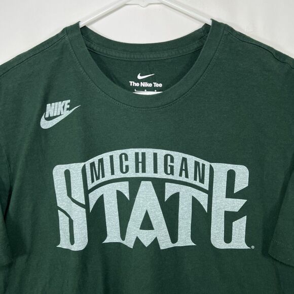 Michigan State Spartans The Nike Tee T Shirt Mens Large Green Retro Logo SS - Picture 2 of 10